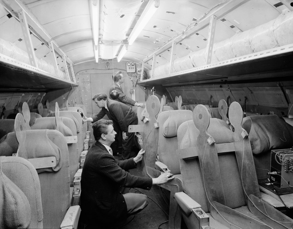 A team of designers examining the interior of Concorde, April 1964. (Photo by Chris Ware/Keystone Features/Hulton Archive/Getty Images)