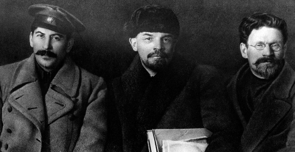 Russian revolutionaries leaders Josef Stalin, Vladimir Lenin and Mikhail Kalinin in 1919. (Photo by: Universal History Archive/UIG via Getty Images)